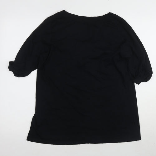 Marks and Spencer Women's Black 3/4 Sleeve Button-Up Top Size 18