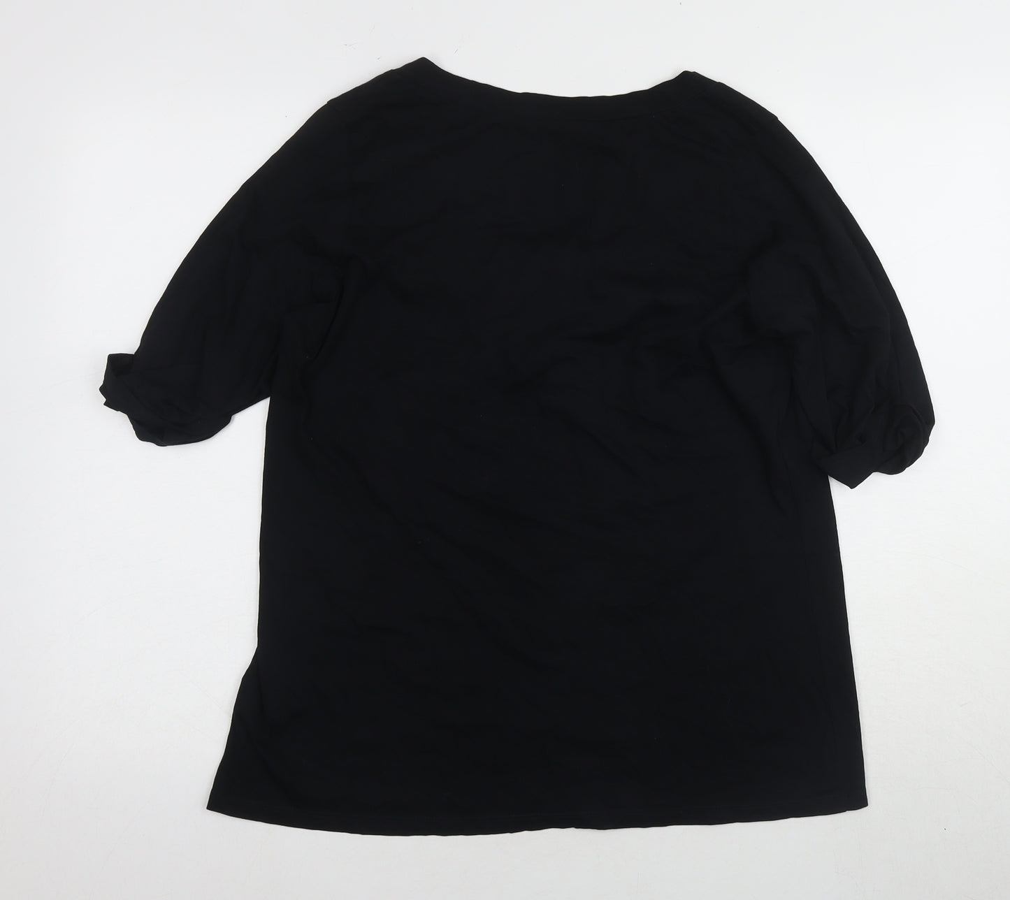 Marks and Spencer Women's Black 3/4 Sleeve Button-Up Top Size 18