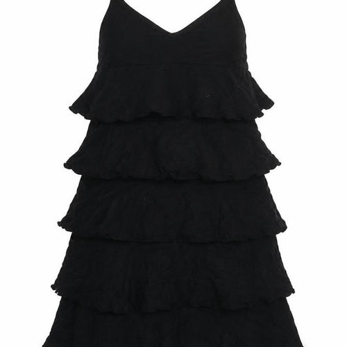 Dorothy Perkins Women's Black V-Neck Layered Dress Size 8