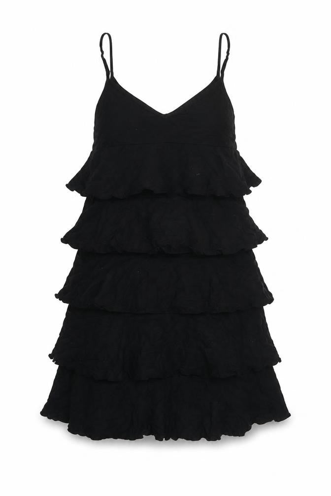 Dorothy Perkins Women's Black V-Neck Layered Dress Size 8