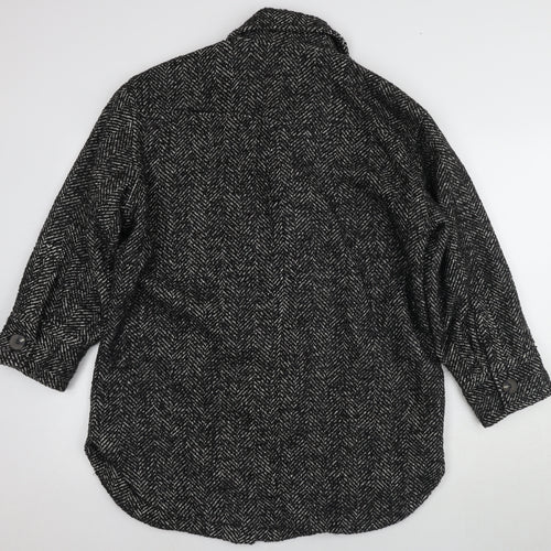 ASOS Women's Black Tweed Herringbone Coat Size 8
