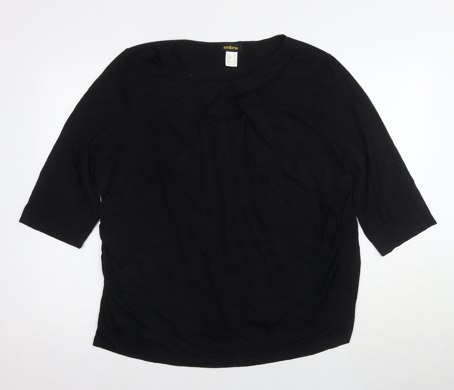 Ambria Women's Black 3/4 Sleeve Top - Size 24
