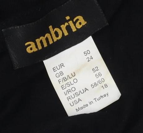 Ambria Women's Black 3/4 Sleeve Top - Size 24