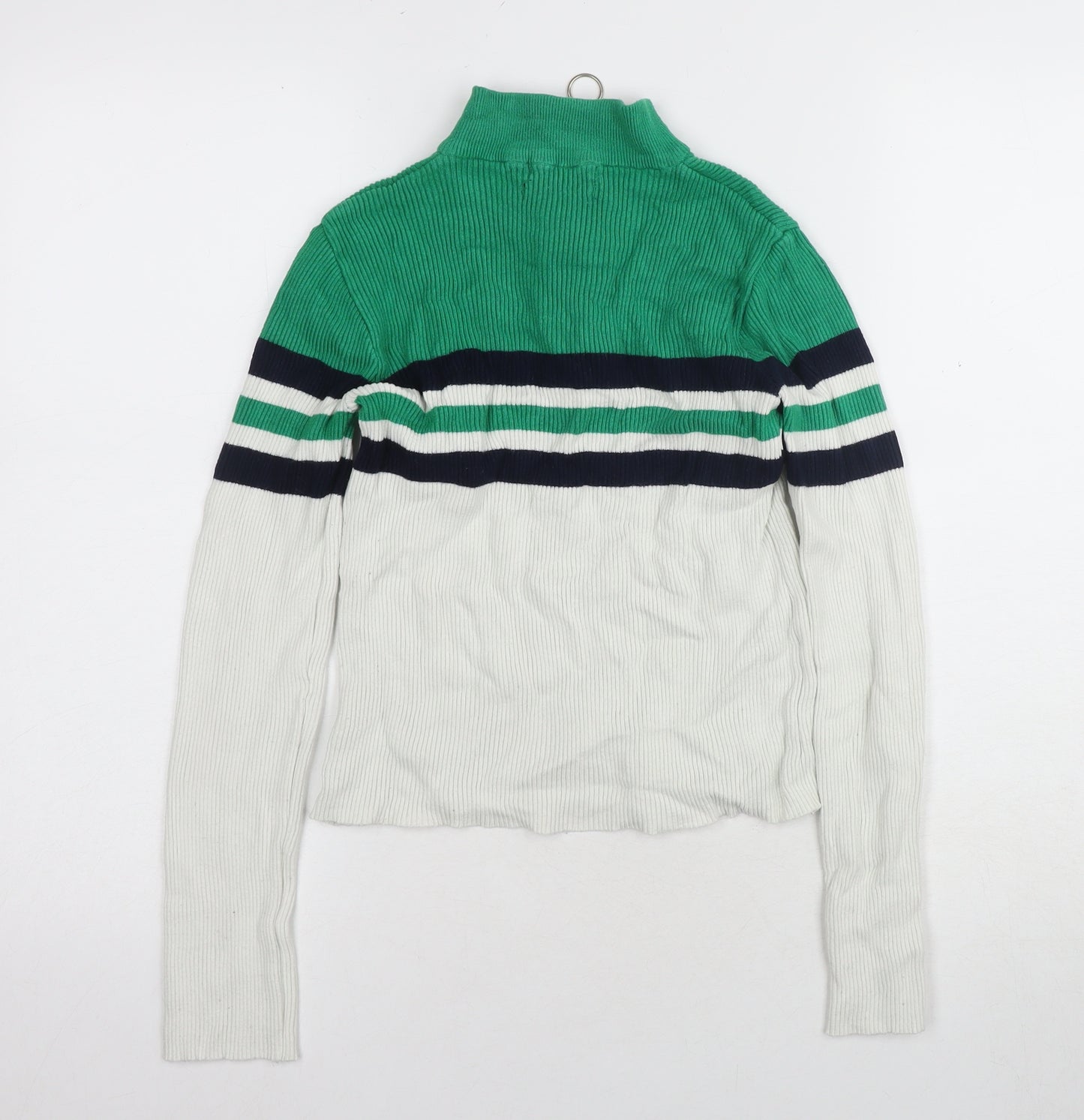 Urban Outfitters Women's Green Striped Full Zip Jumper