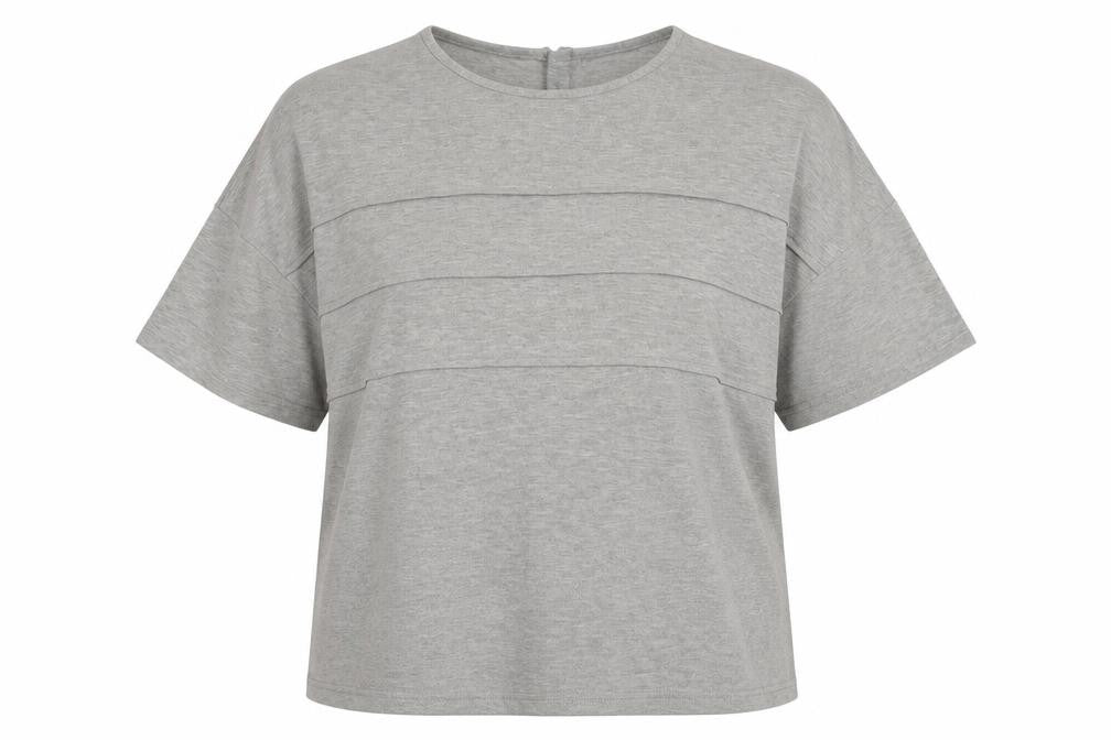 Front view of Saloos Women’s Grey Basic T-Shirt, size UK 20