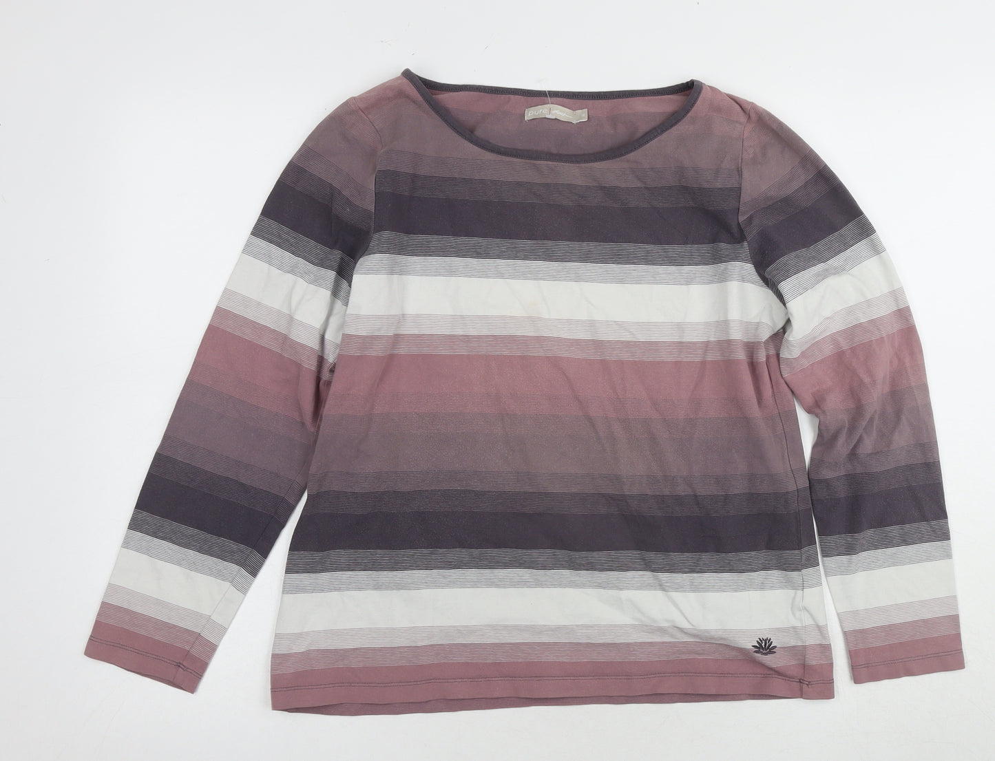 Pure Women's Striped T-Shirt in Size 14 - Multicoloured