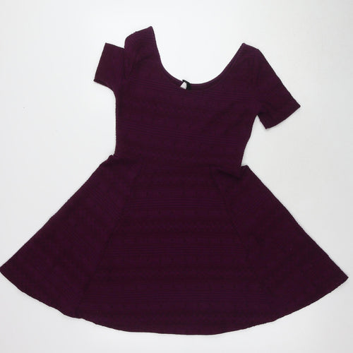 H&M Women's Purple Short Sleeve Dress Size 12