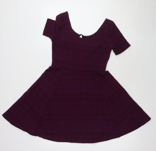 H&M Women's Purple Short Sleeve Dress Size 12