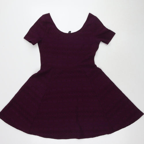 H&M Women's Purple Short Sleeve Dress Size 12