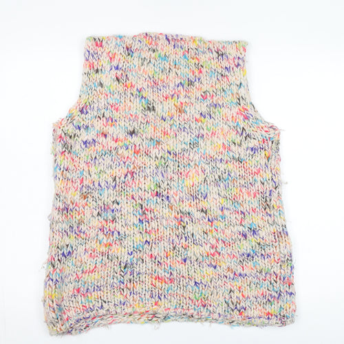 Gloria Yu Women's Multicoloured Knit Vest - V-Neck, Relaxed Fit Size 8