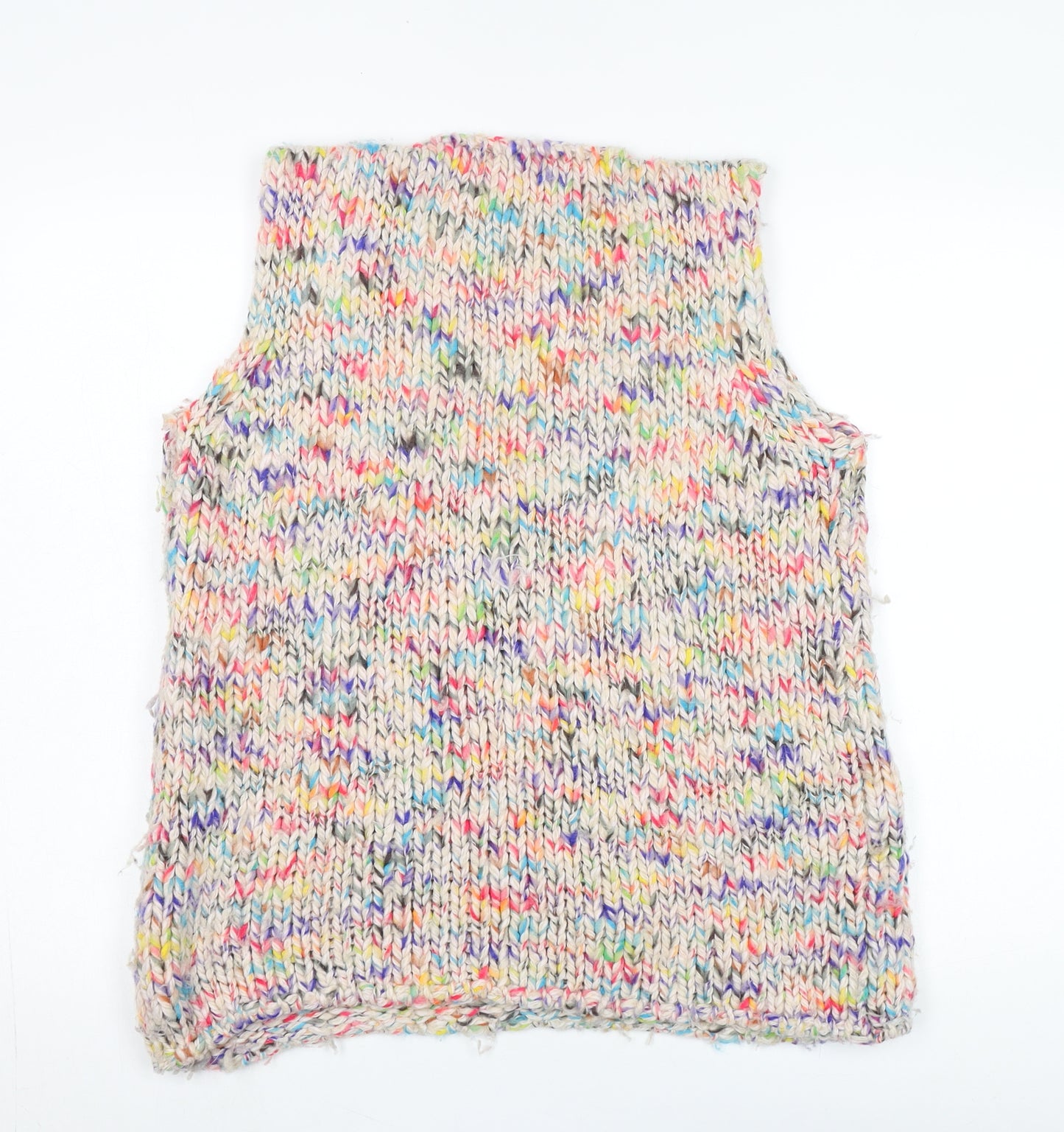 Gloria Yu Women's Multicoloured Knit Vest - V-Neck, Relaxed Fit Size 8