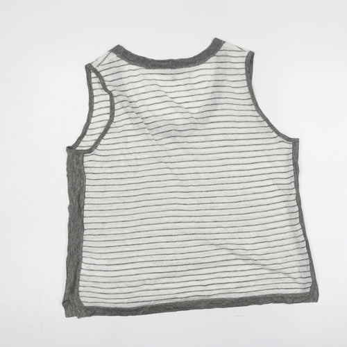 Jaeger Women's Grey Striped Linen Tank XL