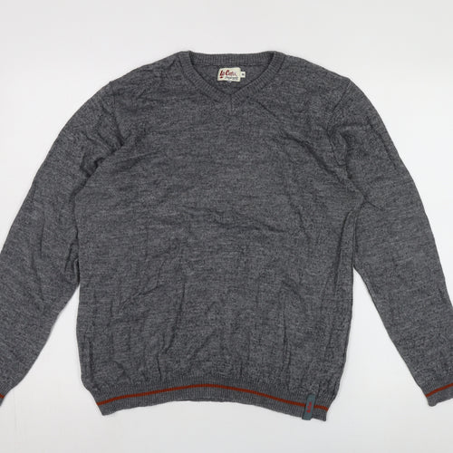 Lee Cooper Men's Grey V-Neck Pullover in XL