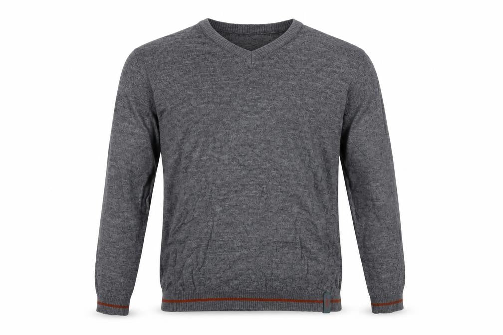 Front view of Lee Cooper Men's Grey V-Neck Pullover in XL