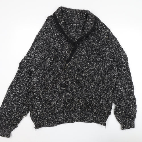 St Michael Men's Black Wool Pullover V-Neck Jumper
