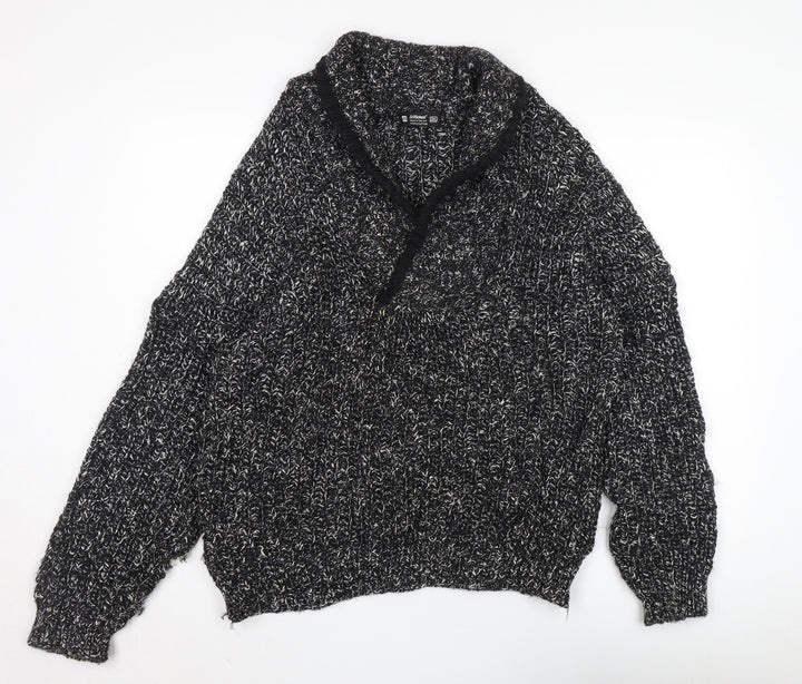 St Michael Men's Black Wool Pullover V-Neck Jumper