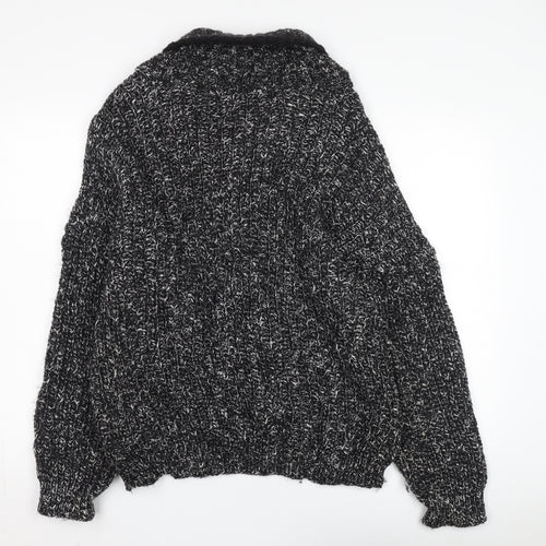 St Michael Men's Black Wool Pullover V-Neck Jumper