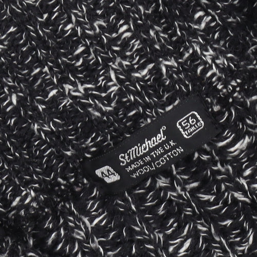 St Michael Men's Black Wool Pullover V-Neck Jumper