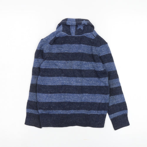 GAP Boys Blue Striped Cardigan XS 4-5 Years, Button Collared Knit