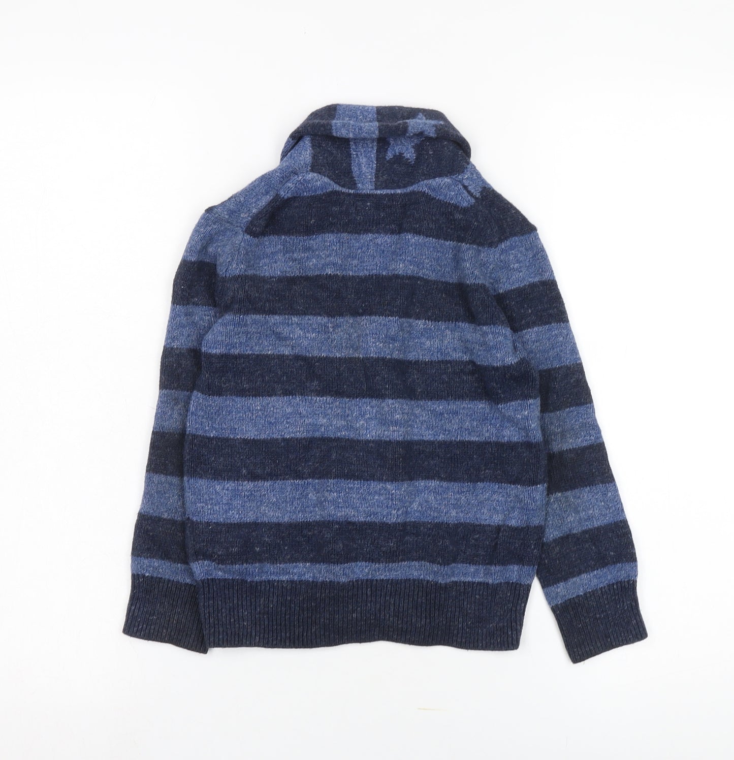 GAP Boys Blue Striped Cardigan XS 4-5 Years, Button Collared Knit