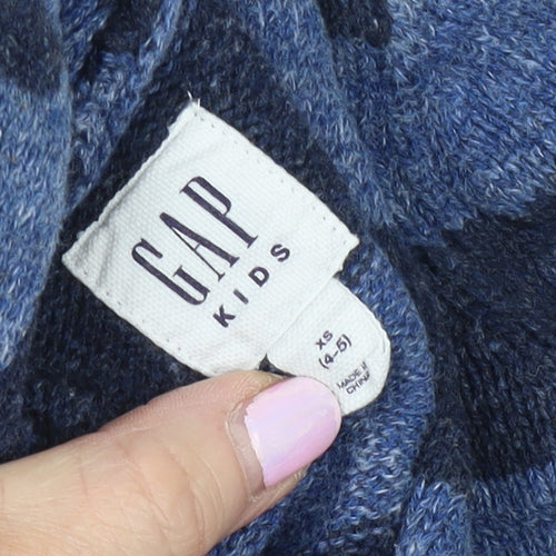 GAP Boys Blue Striped Cardigan XS 4-5 Years, Button Collared Knit