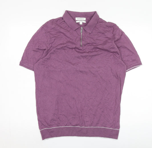 Marks and Spencer Men's Purple Short Sleeve Jumper