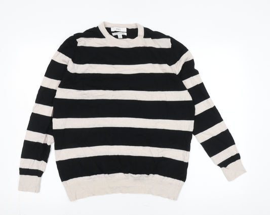 Marks & Spencer Women's Black Striped Jumper Size 14