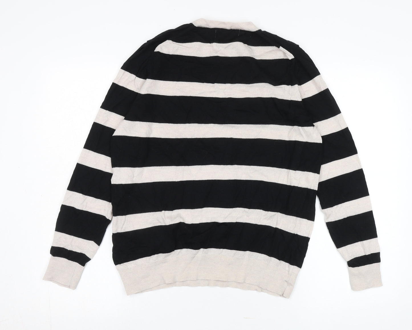 Marks & Spencer Women's Black Striped Jumper Size 14