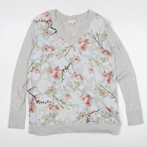 Ted Baker Women's Grey Floral Pullover Jumper Size 12