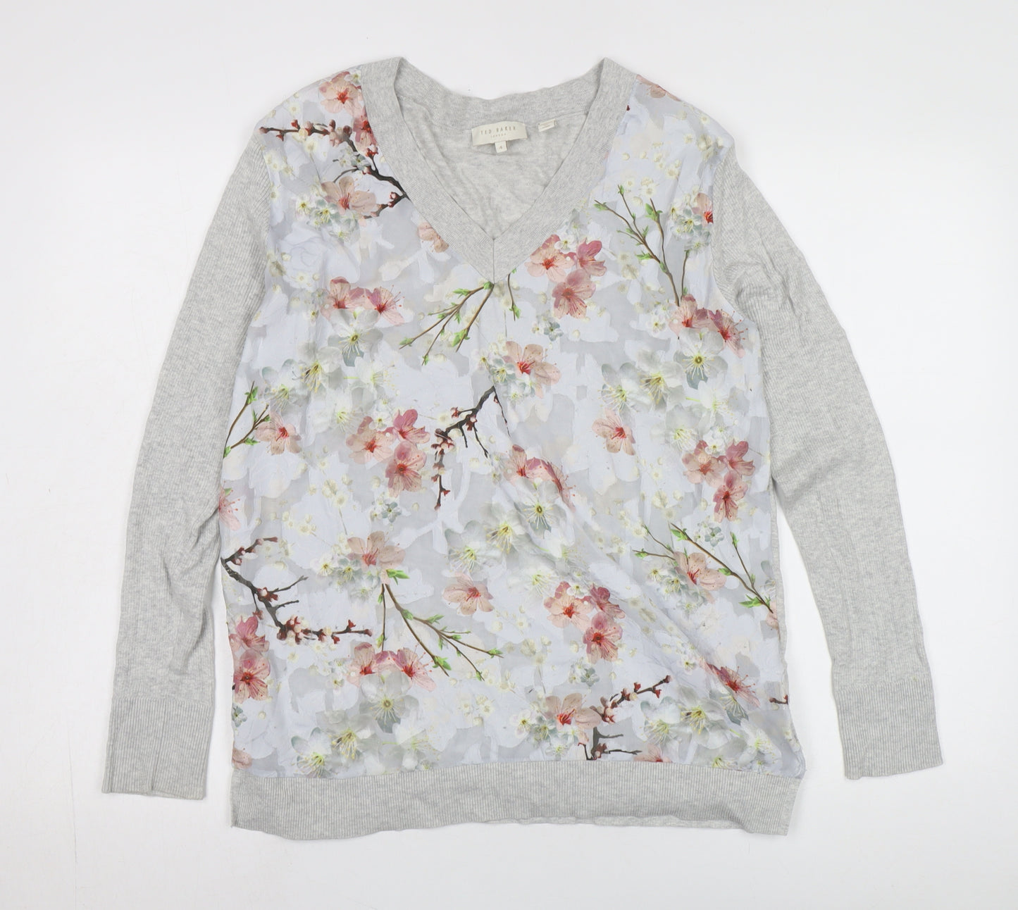 Ted Baker Women's Grey Floral Pullover Jumper Size 12