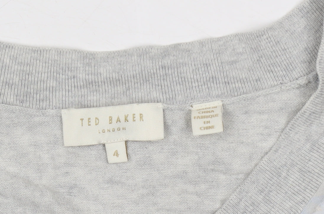 Ted Baker Women's Grey Floral Pullover Jumper Size 12