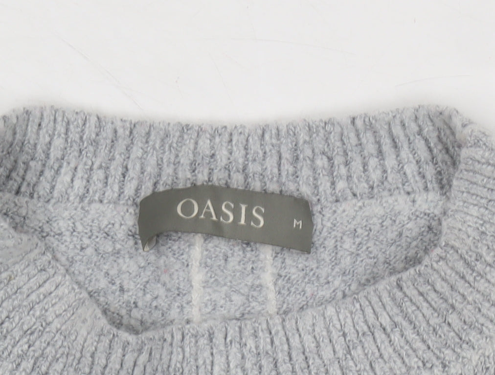 Oasis Women's Grey Striped Pullover Jumper M