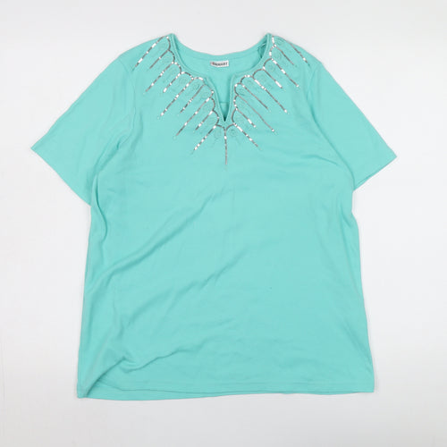 Damart Women's Blue Sequin T-Shirt, M, Casual Summer Wear