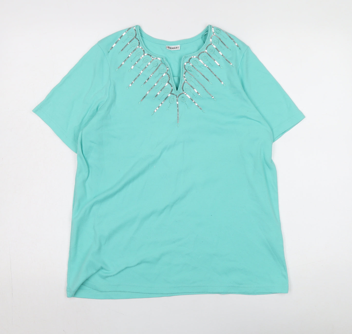 Damart Women's Blue Sequin T-Shirt, M, Casual Summer Wear