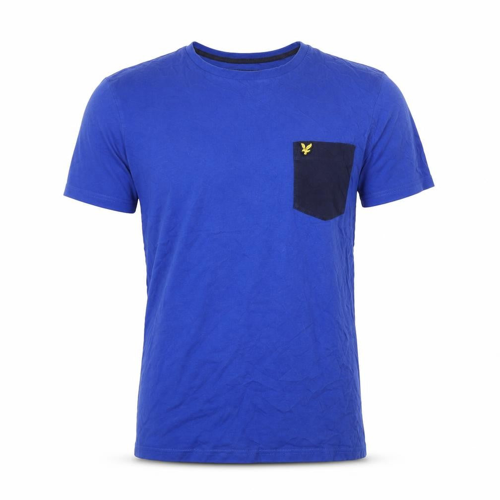 Front view of Lyle & Scott Men's Blue Medium T-Shirt with Pocket