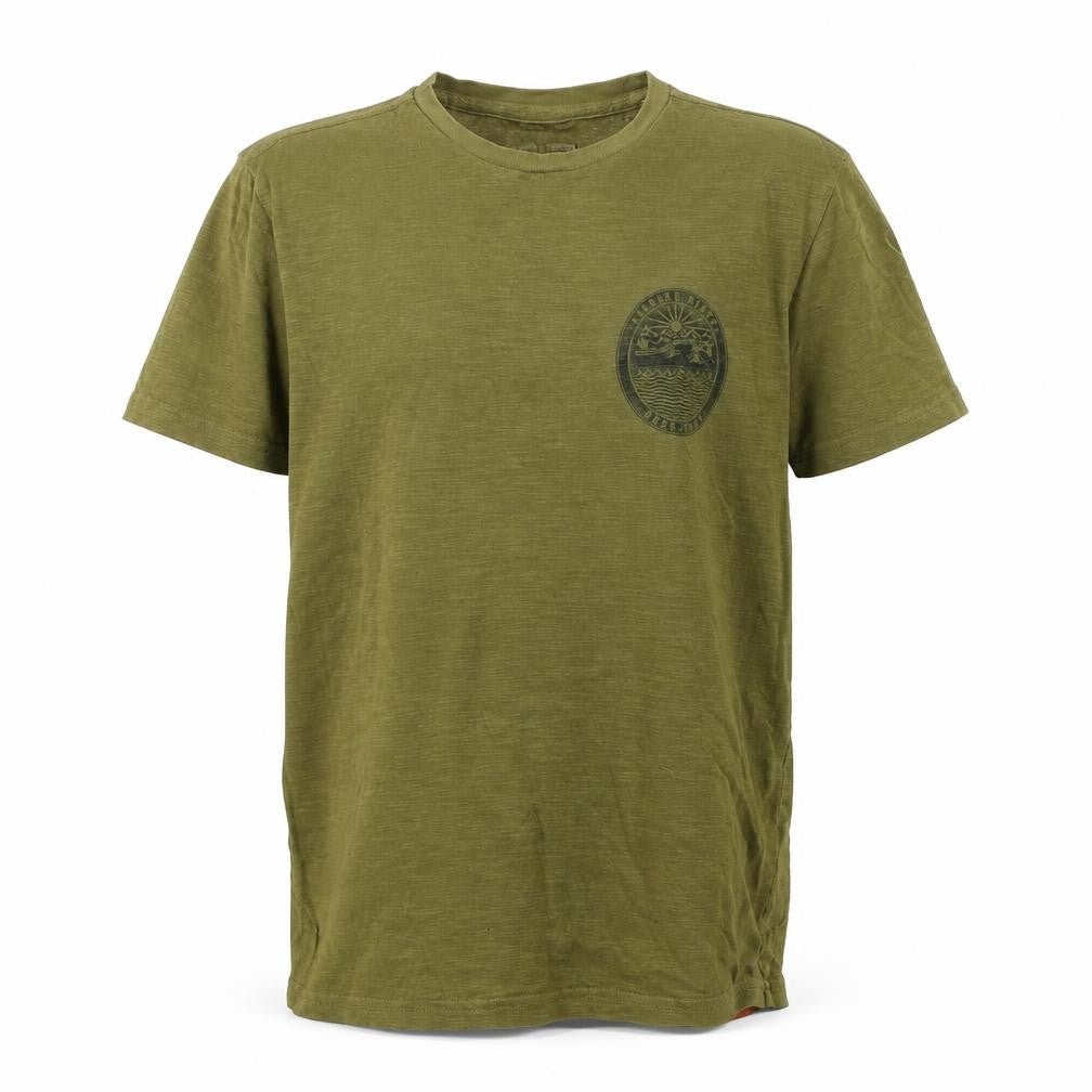 Front view of FatFace Men’s Green T-Shirt, Small, Crew Neck