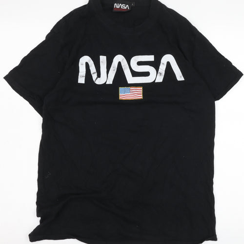 Boohoo Men NASA Black T-Shirt - Large Graphic Tee