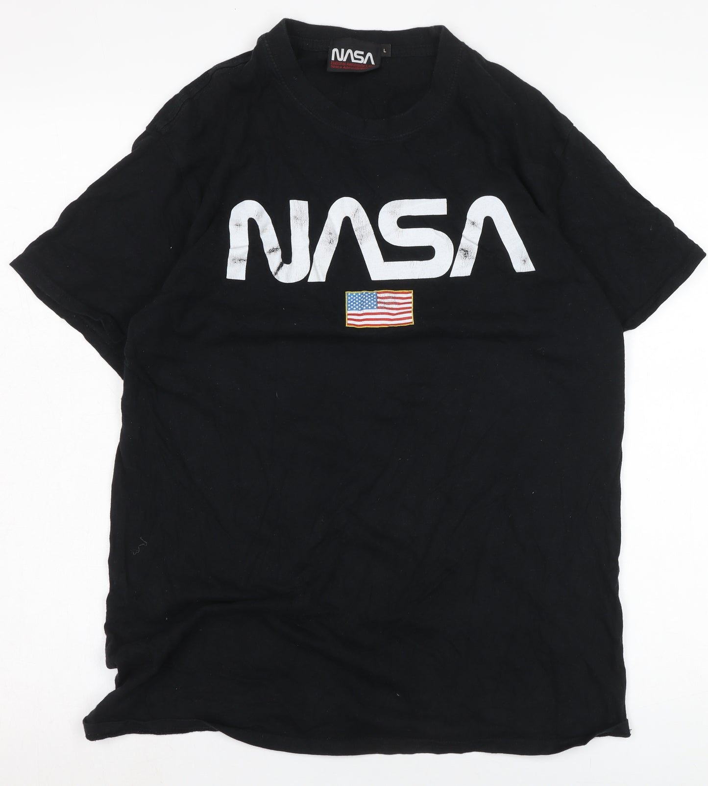 Boohoo Men NASA Black T-Shirt - Large Graphic Tee