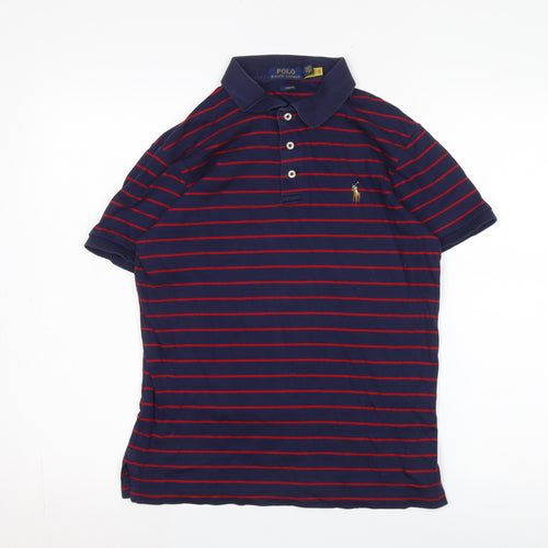 Ralph Lauren Men's Blue Striped Polo Shirt M