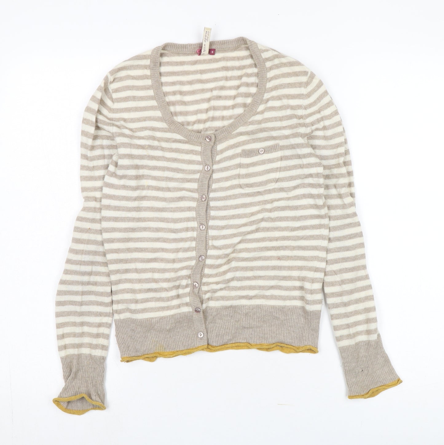 White Stuff Women's Beige Striped Cardigan, Size 8