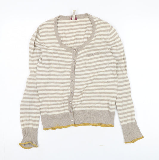 White Stuff Women's Beige Striped Cardigan, Size 8