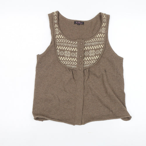 Joe Browns Women's Brown Geometric Knit Vest Size 12