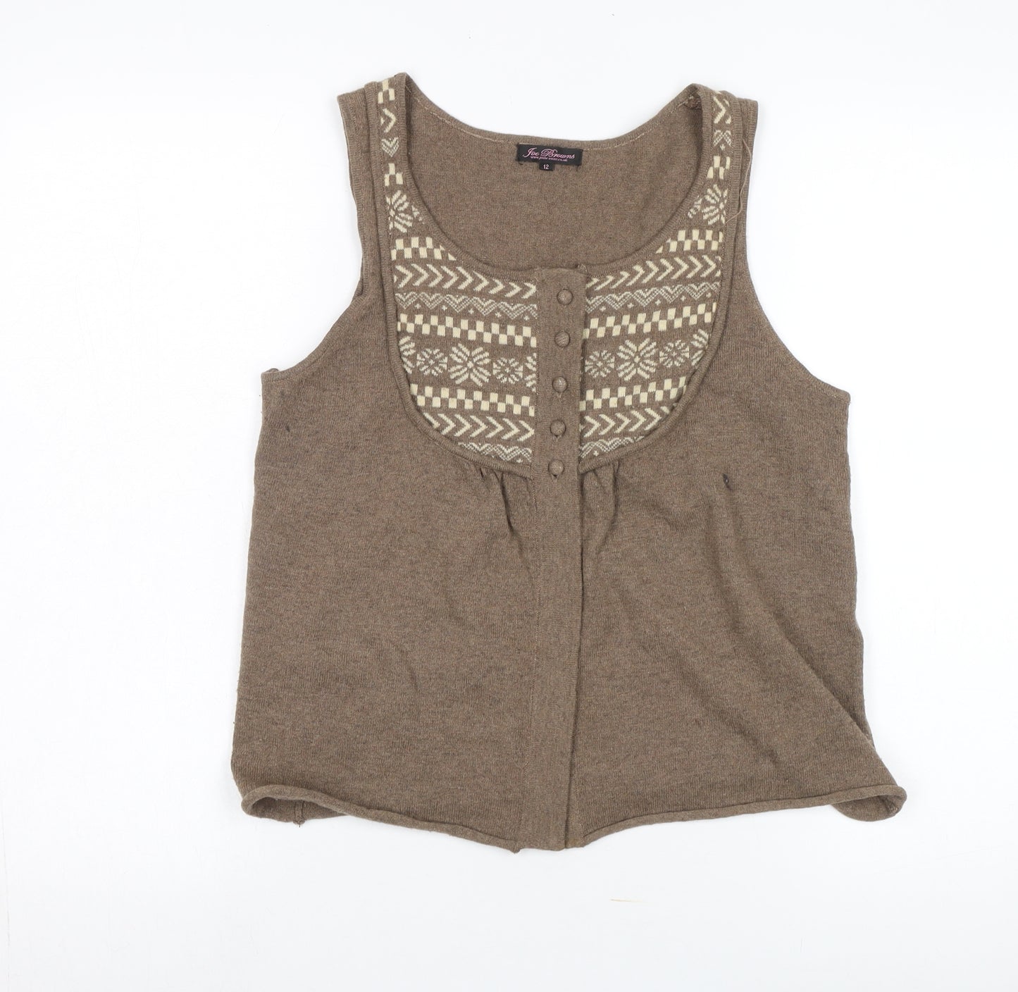 Joe Browns Women's Brown Geometric Knit Vest Size 12