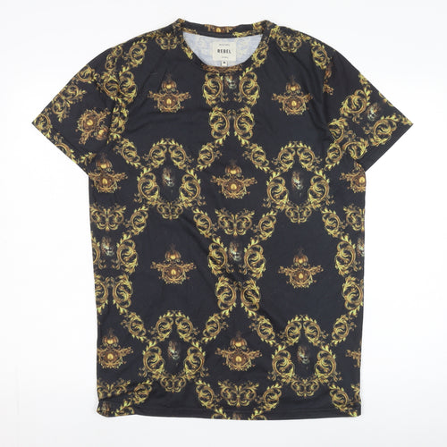 Rebel Men's Black Baroque Print T-Shirt Medium