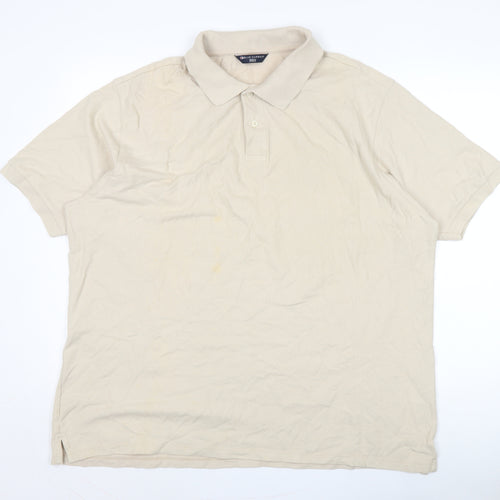 Marks and Spencer Men's Beige Polo 2XL Short Sleeve