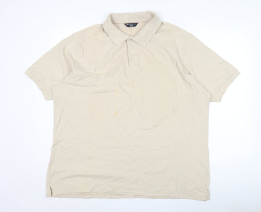 Marks and Spencer Men's Beige Polo 2XL Short Sleeve