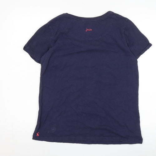 Joules Women's Navy T-Shirt Size 14, Cotton, Casual