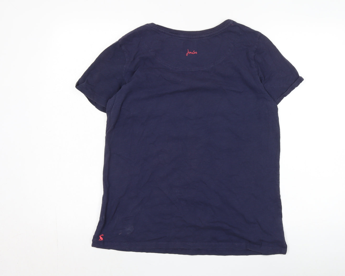 Joules Women's Navy T-Shirt Size 14, Cotton, Casual
