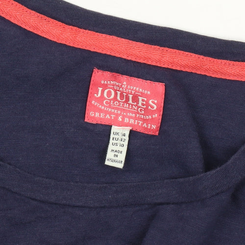 Joules Women's Navy T-Shirt Size 14, Cotton, Casual