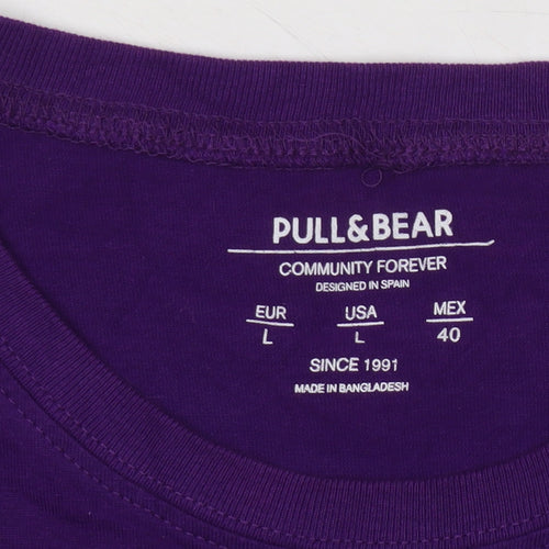 Pull&Bear Unisex Purple Basic T-Shirt, Size 12, Crew Neck